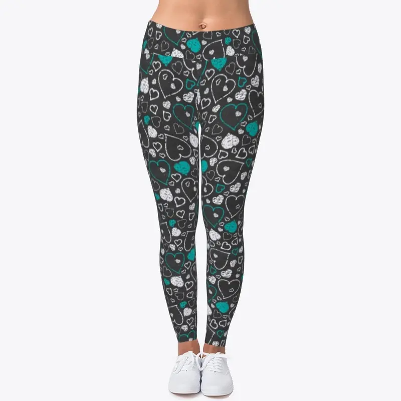 Turquoise Hearts Leggings